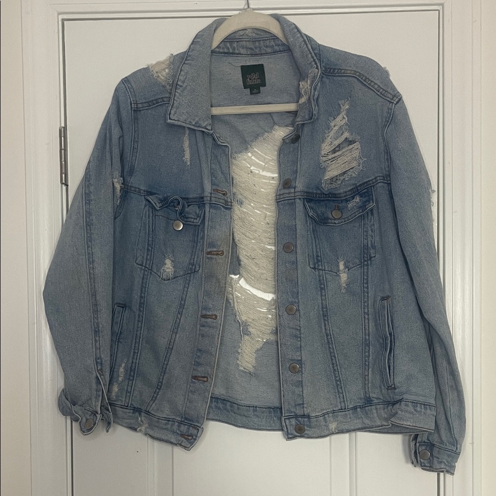 Wild Fable Light Blue Distressed Jean Jacket